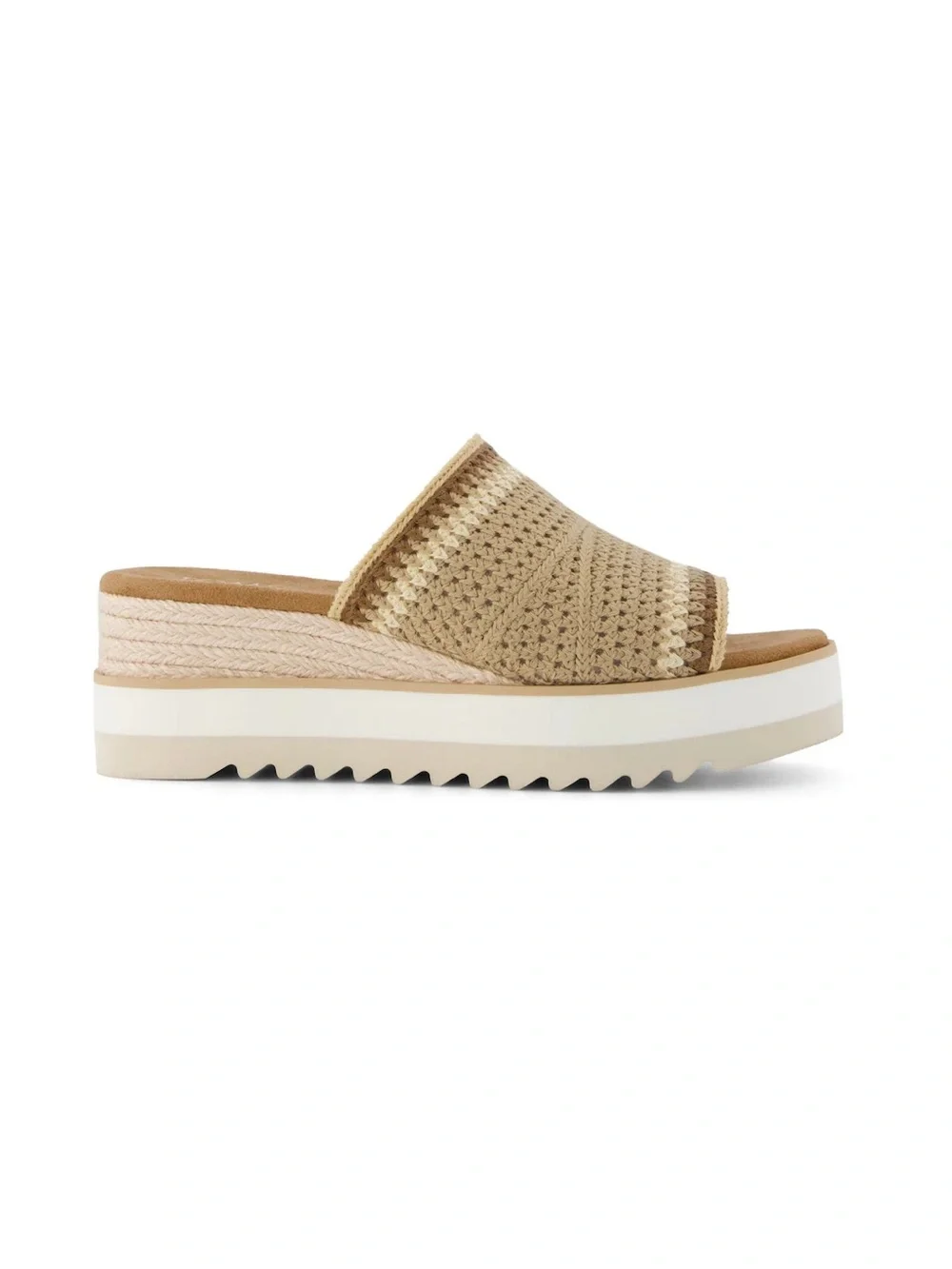 Toms Beige Crochet Platform Slide Sandals